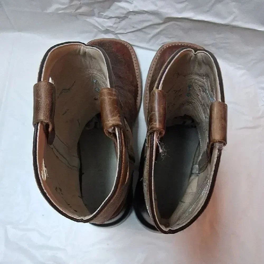 Old West Brown Leather Cowboy Boots